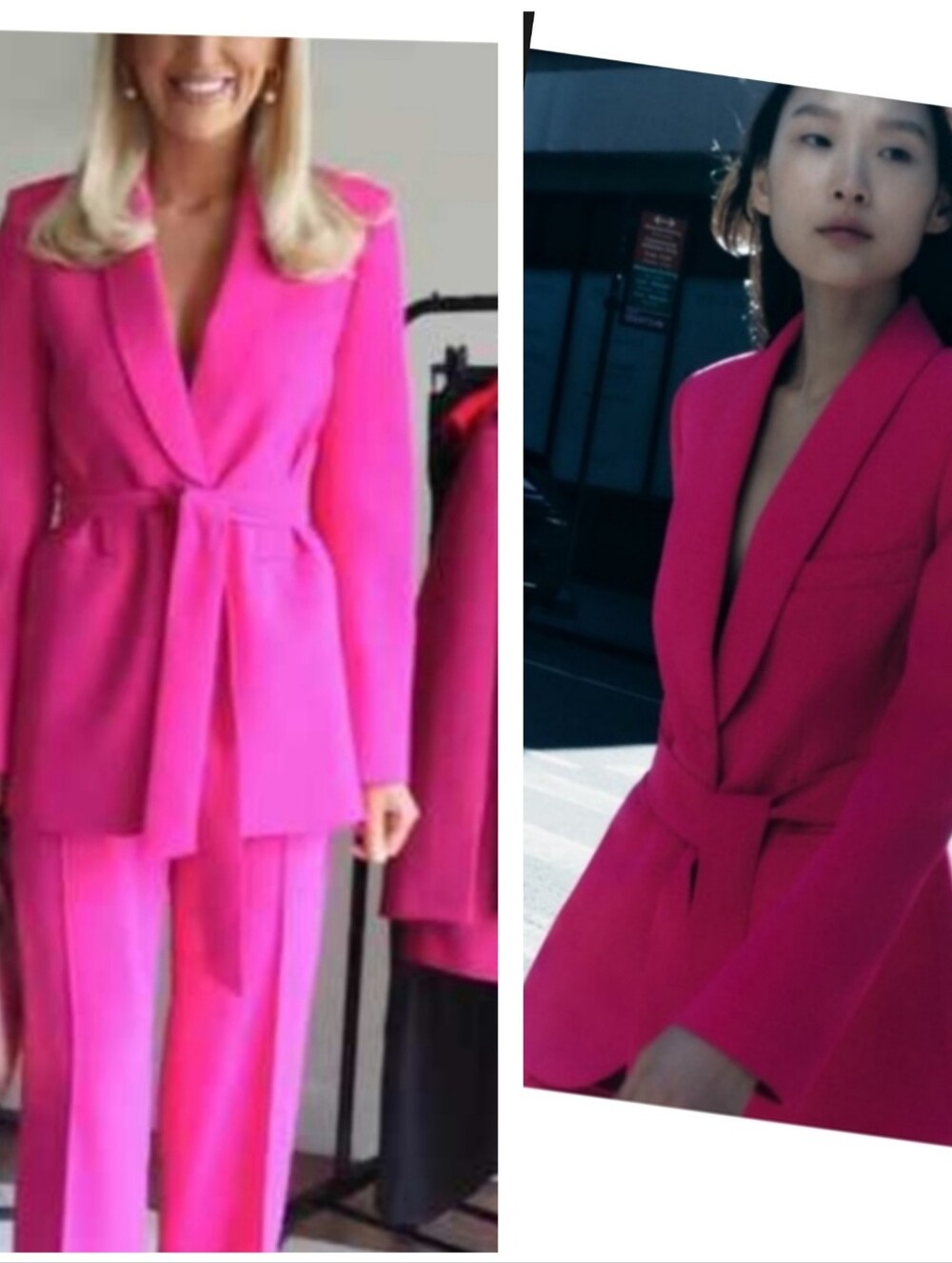 Zara Hot Pink Fushia Belted Blazer Jacket Size Xl Blogger's Favorite